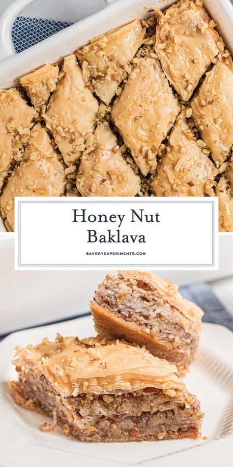 Traditional Baklava Recipe, Honey Baklava, Best Baklava Recipe, Greek Baklava, Mouthwatering Desserts, Fabulous Desserts, Homemade Strawberry Sauce, Baklava Recipe, Food Bars