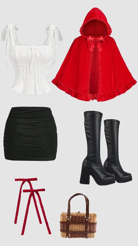 little red riding hood halloween costume 🐺 Red Themed Halloween Costumes, Red Ridding Hood Halloween, Vampire Inspo Outfit, Little Red Riding Hood Costume Ideas, Baju Halloween, Diy Red Riding Hood Costume For Women, Diy Red Riding Hood Costume, Diy Little Red Riding Hood Costume, Little Red Riding Hood Costume Diy