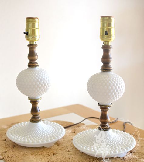 Floor Lamp Makeover, Thrift Store Lamp Makeover, Lamp Redo, Diy Lamp Makeover, Glass Nightstand, Lighting Makeover, Vintage Makeover, Milk Glass Decor, Vintage Lampshades