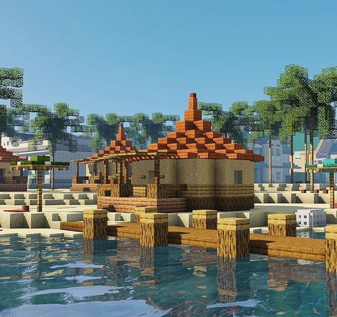 Minecraft Beach House, Minecraft Cottagecore, Bel Air California, Cottagecore Ideas, Beach Village, Minecraft Medieval, Minecraft Inspiration, Minecraft City, Minecraft Inspo