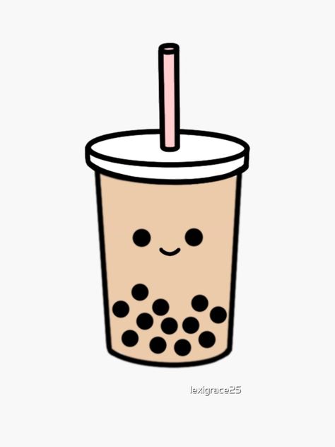 "Boba Tea" Sticker by lexigrace25 | Redbubble Painted Tin Cans, Asthetic Picture White And Black, Boba Drink, Google Doodle, Drink Stickers, Hello Kitty Crafts, Images Kawaii, Cute Panda Wallpaper, Hello Kitty Drawing