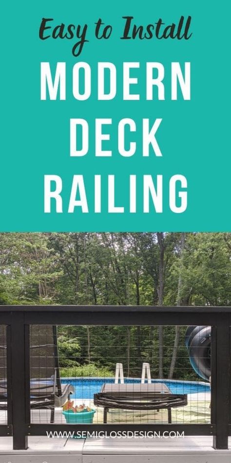 Update your deck with DIY modern deck railing. Learn how to install simple hog pen fencing to create a modern railing for your deck. Unique Deck Railing Ideas, Modern Deck Railing, Renovations On A Budget, Sunroom Inspiration, Easy Home Updates, Simple Decor Ideas, Improve Curb Appeal, Modern Railing, Deck Railing Ideas