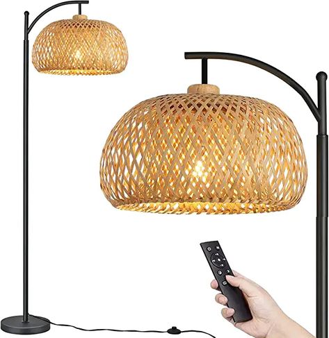 Amazon.com : rattan floor lamp Rattan Shade Floor Lamp, Rattan Floor Lamp Living Room, Wicker Floor Lamp, Rattan Floor Lamp, Tall Lamps, Rattan Lamp, Rattan Shades, Floor Lamps Living Room, Standing Lamp