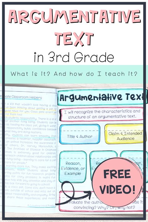 These ideas will help you teach argumentative text in third grade. Be sure to watch the free video! #argumentativetext #thirdgradereading #upperelementaryreading Argumentative Text 3rd Grade, Paragraph Writing Anchor Chart 3rd Grade, Teaching Paragraph Writing 3rd Grade, How To Write Paragraphs 3rd Grade, Descriptive Paragraph Writing Grade 3, Persuasive Text, Mentor Sentences, Upper Elementary Reading, Classroom Helpers