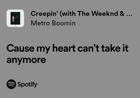 Creepin Spotify, Creepin Lyrics, Cant Take Anymore, Spotify Lyrics, The Weeknd, Room Inspo, Canning