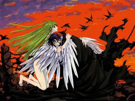 C.C. and Lelouch. I love this picture, ist from  secon ending of second season Lelouch Cc, Code Geass Wallpaper, Code Geass C.c, Lelouch Vi Britannia, Lelouch Lamperouge, Hair Male, Hd Anime Wallpapers, Comic Manga, Code Geass