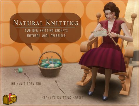 PSB_BB_GrannysKnittingBasket_NiftyKnitting PSB_BB_TheInfinKnitYarnBall_NiftyKnitting Sims 4 Outhouse Cc, Sims 4 Knitting Mod, Sims 4 Knitting Cc, Sims Download, Knitting Basket, Sims 4 Decades Challenge, Sims Medieval, Biscuit Color, The Sims 4 Packs