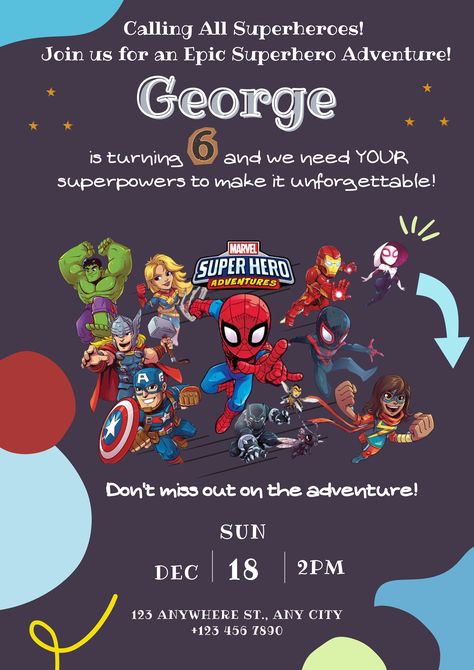 Superhero Invite, Superhero Party Invitations, Super Hero Day, 4de Verjaardag, Superhero Birthday Invitations, Superhero Invitations, All Superheroes, Disney Invitations, Superhero Theme