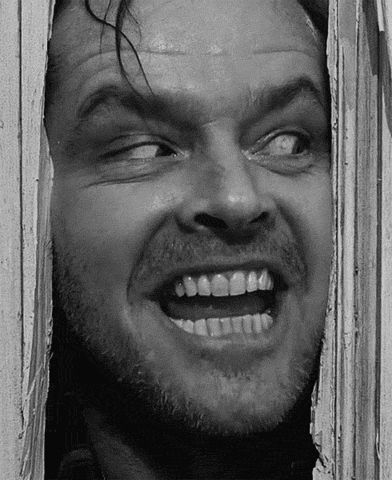 Here's Johnny, Septième Art, Face Drawing Reference, Classic Horror Movies, Jack Nicholson, Movie Gifs, Stanley Kubrick, Horror Characters, Classic Horror