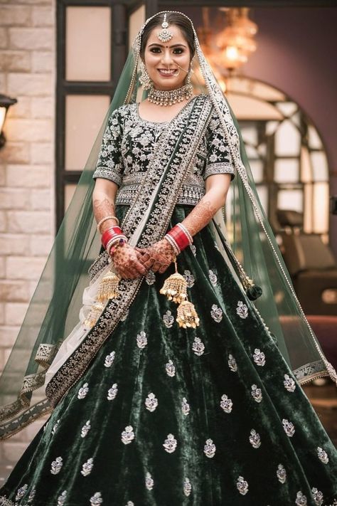 If you are looking for more such bridal lehengas in the hues of Green, head to our blog for more Ideas. Click on the link attached below.  #indianwedding #shaadisaga #intimatewedding #bridallehenga #bridalfashion #greenlehenga #pastelgreenlehenga #embroideredlehenga #weddinglehenga #indianweddingtrends Green Bridal Lehenga, Couple Wedding Dress, Wedding Lehenga Designs, Wedding Saree Collection, Bridal Mehendi Designs, Indian Bridal Lehenga, Bridal Lehenga Red, Green Lehenga, Bridal Dress Fashion