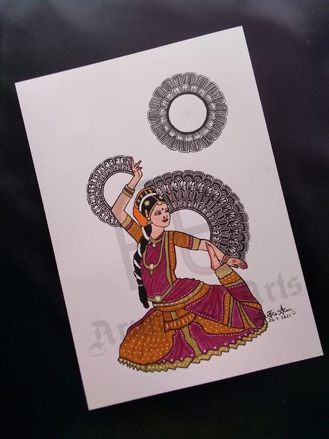 Kuchipudi dance mandala 💃 Kuchipudi Dance Painting, Kuchipudi Dance Drawing, Exam Poster, Dance Mandala, Friend Sketchbook, Dance Drawings, Colour Mandala, Kuchipudi Dance, Draw Mandala