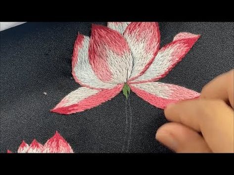 (72) Hand embroidery - Super easy lotus embroidery design ‪@QuynhHandembroidery‬ #embroiderytutorial - YouTube Lotus Embroidery, Super Easy, Hand Embroidery Designs, Embroidery Tutorials, Embroidery Flowers, Floral Embroidery, Lotus, Hand Embroidery, Embroidery Designs