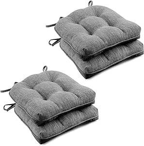 Wellsin Chair Cushions for Dining Chairs 4 Pack, 15.5" X 15.5" Kitchen Chair Cushions with Ties and Non-Slip Backing, Tufted Shredded Memory Foam Kitchen Chair Pads, Dark Gray Cushions For Dining Chairs, Indoor Chair Cushions, Kitchen Chair Pads, Dinette Chairs, Kitchen Chair Cushions, Tufted Chair, Kitchen Chair, Patio Furniture Cushions, Linen Chair