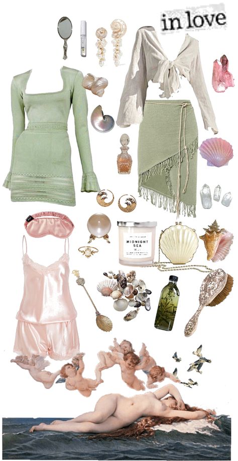 Mermaidcore Plus Size, Sea Based Outfits, Sea Foam Outfit, Mermaid Core Outfits Casual, Ocean Themed Outfits, Mermaidcore Outfit, Angelic Outfits, Pisces Fashion, Clothes Collage