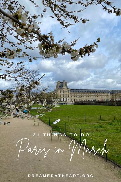 Welcome to Paris in March! Paris emerges with a vibrant energy and a touch of magic in March. Magnolia trees and cherry blossoms begin to bloom casting delicate pink hues across Paris. March in Paris is the perfect time to walk by the Seine River, see the Eiffel Tower, and get off the beaten path! With milder temperatures and fewer crowds compared to peak season, March presents an ideal time to explore Paris! Here are 21 best things to do in Paris in March. March In Paris, Paris In March, Paris Trip Planning, Welcome To Paris, Paris March, Things To Do In Paris, Seine River, Paris Travel Guide, Paris Trip