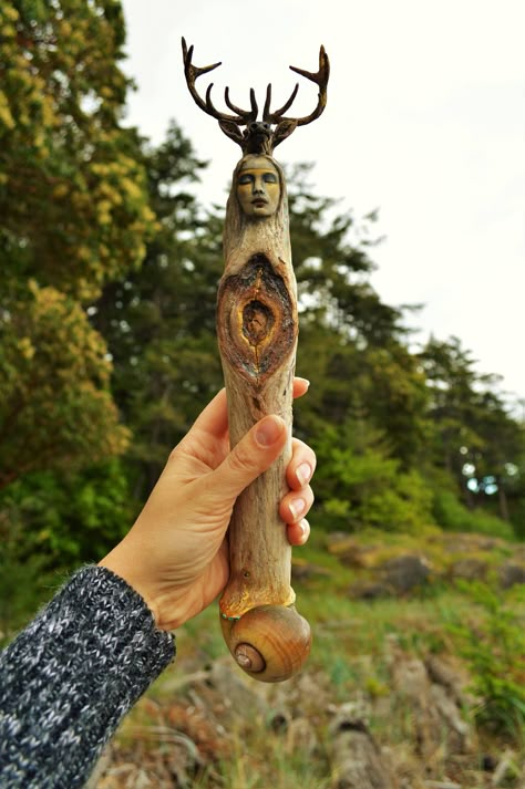 Debra Bernier, Druid Craft, Nordic Shaman Woman, Fantasy Wood Carving, Tree Spirit Carving, Druid Symbols, Shaman Woman, Spirit Dolls Pagan, Pagan Wood Carving