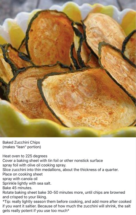 Lean and Green - Baked Zucchini Chips Lean And Green Snack Ideas, Lean And Green Sides, Lean And Green Snacks, Lean And Green Zucchini Recipes, Lean And Green Meals Optavia 5&1, Optavia Lean And Green Recipes 5&1, Optivia Lean And Green, Lean Green Meals, Lean And Green Meals Optavia