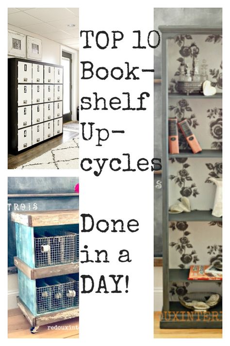 Tall Bookshelf Makeover, Repurpose Bookcase, Diy Cheap Bookshelf, Adding Legs To Bookcase, Bookcase Upcycle, Cheap Bookcase Makeover, Diy Bookshelves Ideas, Bookshelf Upcycle, Upcycle Bookcase Makeover