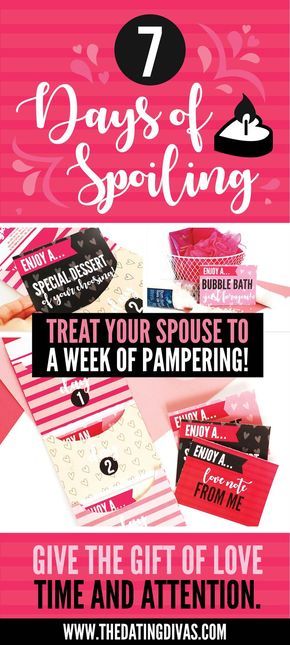 Spoil your Spouse for 7 Days! I just love this idea. Perfect for a special occasion like Valentine's Day, your anniversary, or their birthday. Husband or boyfriend gift. #spoilyourspouse #giftoflove #valentinesgift #romanticgift #anniversarygift Birthday Surprises For Him, Countdown Gifts, Birthday Husband, Surprise Boyfriend, Surprise For Him, Birthday Countdown, The Dating Divas, Dating Divas, Ideas Hogar