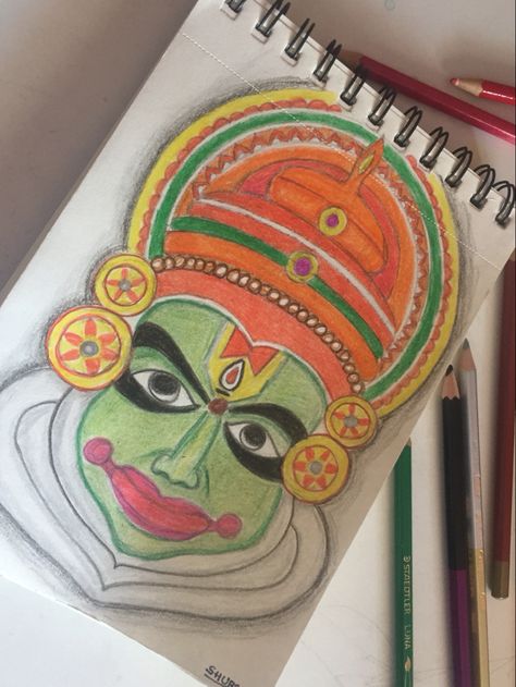 Kathakali face in pencil colours Kathakali Face, God Drawings, Pencil Colours, Pencil Drawing Images, Drawing Pencil, Drawing Images, Diy Art Painting, Pictures To Draw, Pencil Drawing