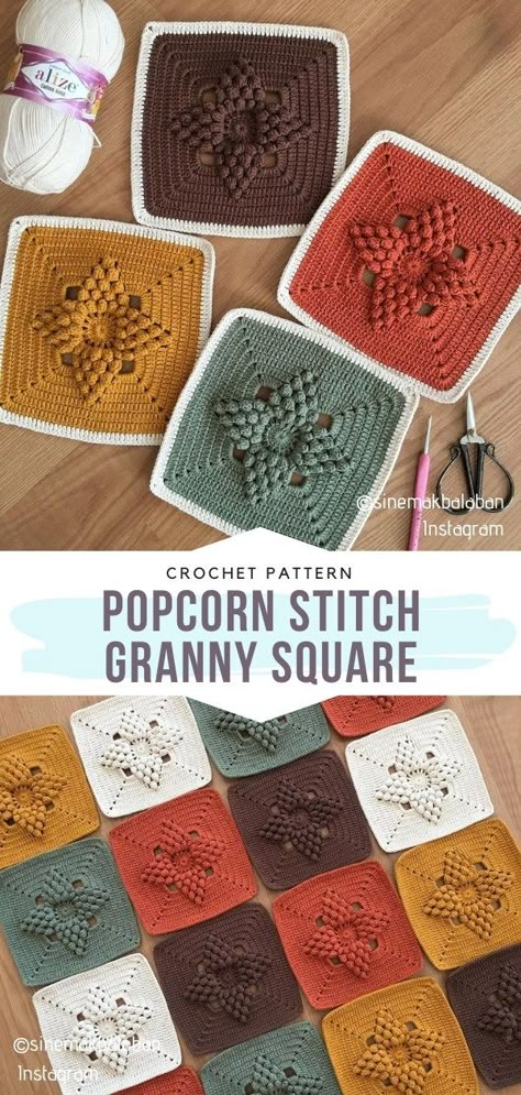 Diy Crochet Granny Squares Free Pattern, 3 Color Granny Square Crochet Pattern, Modern Crochet Granny Square, One Color Granny Square Crochet Pattern, Coolest Crochet Projects, Granny Square Crochet Pattern One Color, Fancy Granny Squares, Crochet Together Granny Squares, 6 Inch Crochet Squares Free