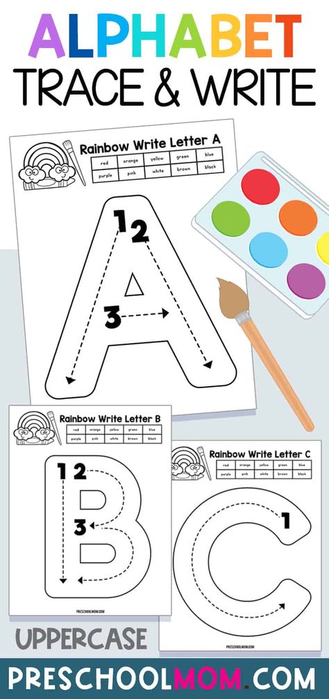 Teaching Letter Formation Kindergarten, Uppercase Letter Activities, Learn Letters Kindergarten, Tracing Uppercase Letters Free Printable, Capital Letter Tracing Printables Free, Alphabet Trace Printables Free, Letter Formation Activities Kindergarten, Free Letter Formation Printables, Letter Tracing Worksheets Preschool Free Printable