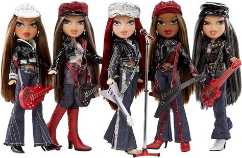 Yasmin, Cloe, Roxxi, Sasha and Jade Bratz Doll Halloween Costume, Bratz Rock Angelz, Doll Images, New Barbie Dolls, Bratz Doll Outfits, Bratz Girls, Monster Prom, Disney Princess Dolls, Angel Outfit