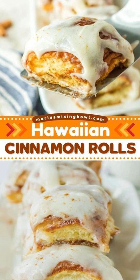 You won't be able to get enough of this morning breakfast idea! With a cinnamon flavor and cream cheese frosting, this easy Hawaiian roll recipe is a tasty twist on the classic. Enjoy these sweet Hawaiian cinnamon rolls as one of your holiday brunch food! Easy Hawaiian Rolls Recipe, Cinnamon Roll Sliders, Hawaiian Cinnamon Rolls, Recipes With Hawaiian Rolls, Hawaiian Bread Rolls, Sweet Hawaiian Rolls, Roll Sliders, King Hawaiian Rolls, Sweet Dinner Rolls