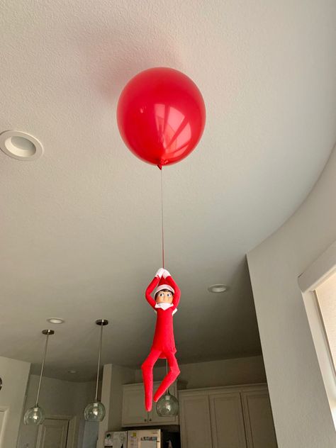 Elf With Balloon Ideas, Elf On The Shelf Idea With Balloons, Elf With Balloons, Elf On A Shelf Balloon Ideas, Elf Arrival Ideas New Balloon, Balloon Elf On The Shelf Ideas, Elf On Shelf Balloon Ideas, Elf On The Shelf Balloon Ideas, Elf Balloon Ideas