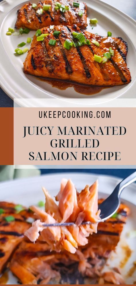 Whip up this Juicy Marinated Grilled Salmon Recipe for a burst of flavors in every bite! With a savory marinade and perfect grilling tips, this salmon is tender, juicy, and absolutely delicious. Ideal for quick dinners or summer BBQs, it’s a must-try for any salmon lover! Marinated Grilled Salmon, Grilled Salmon Marinade, Salmon Marinade Recipes, Grilled Salmon Recipe, Salmon Marinade, Salmon Soy Sauce, Grilled Salmon Recipes, Marinated Salmon, Quick Dinners