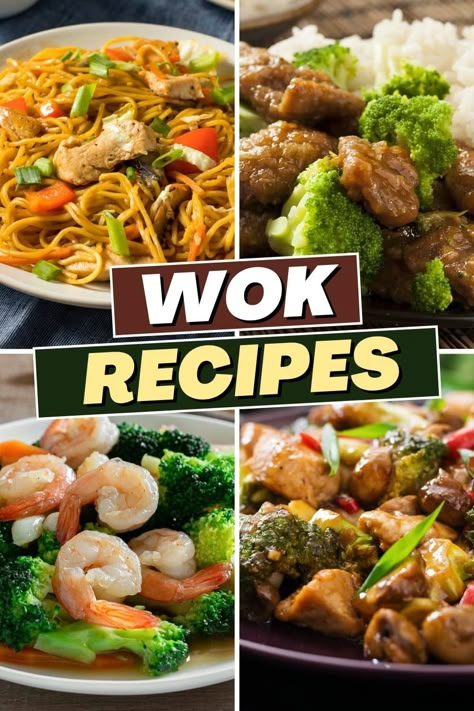 These wok recipes make it easy to make takeout favorites at home! From beef and broccoli to stir-fry to pad thai, you won't regret investing in a wok! Recipes To Make In A Wok, What To Make In A Wok, Recipes In A Wok, Beef Wok Recipes, Cast Iron Wok Recipes, Wok Recipes Stir Fry, Wok Cooking Recipes, Wok Recipes Easy, Wok Recipes Healthy