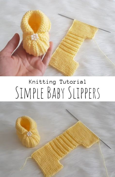 Knit Simple Baby Slippers Jaket Crochet, Knitting Scarfs, Baby Chucks, Baby Booties Free Pattern, Crochet Baby Booties Pattern, Knitted Slippers Pattern, Baby Booties Knitting Pattern, Crochet Baby Shoes Pattern