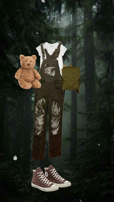 Forestcore outfit! 🌲🍂🪵 Gloomcore Outfits, Forestcore Aesthetic Outfit, Forestcore Outfit, Cryptidcore Outfit, Forestcore Aesthetic, Aesthetic Clothes, That Look, Overalls, Quick Saves