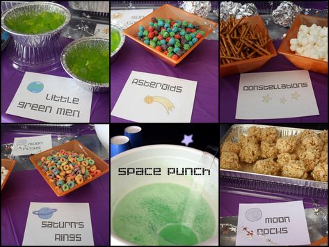 Space-tastic Party Science Party Food, Space Party Food, Space Vbs, Planet Birthday, Planet Party, Sun Chips, Rocket Party, Alien Party, Outer Space Party