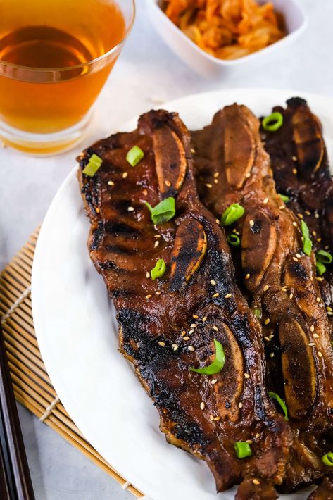 Kalbi Recipe Korean Short Ribs Recipe, Kalbi Recipe, Kalbi Ribs, Korean Short Ribs, Asian Meals, Hawaiian Recipes, Korean Short, Rib Recipe, Korean Side Dishes