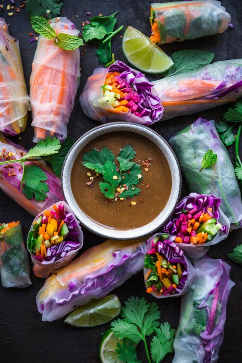 Thai Peanut Sauce Recipe, Summer Rolls Recipe, Rice Paper Wrappers, Recipe For Summer, Peanut Sauce Recipe, Thai Peanut Sauce, Watermelon Radish, Mini Cucumbers, Thai Peanut