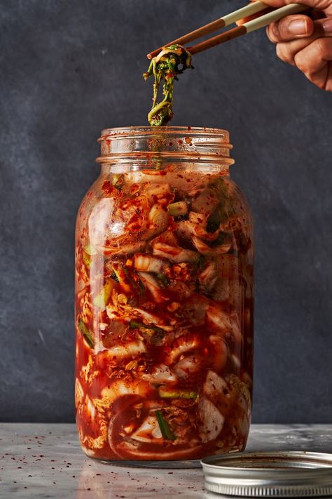 Kimchi Daikon Kimchi, Korean Chili Flakes, Preserving Vegetables, Baby Shrimp, Kimchi Recipe, Napa Cabbage, Chinese Cabbage, Pepper Powder, Chili Flakes