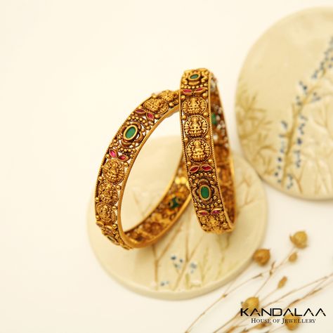 Adorn yourself with history's finest—these antique Nakas bangles combine regal charm and intricate artistry for a look that’s both classic and captivating. Antique Bangles Design, Gold Antique Bangles, Antique Gold Bangles Design, Antique Gold Bangles, Gold Bangle Watch, Bangle Collection, Antique Bangles, Gold Bangles For Women, Gold Earrings Models