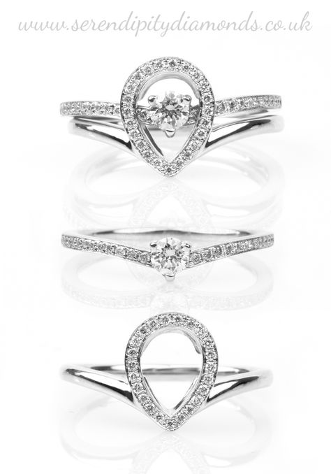 Matching engagement wedding ring sets, comprising interlocking rings that work together. Each ring differs significantly but together they produce an entirely new and unique piece of jewellery. Interlocking Engagement And Wedding Ring, Interlocking Rings Engagement, Interlocking Wedding Rings, Types Of Wedding Rings, Wedding Ring Shapes, Wedding Ring Styles, Engagement Wedding Ring Sets, Bridesmaid Jewelry Sets, Wedding Ring Designs