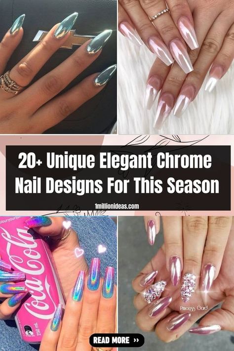 Chrome nail is one of the unique nail styles that is especially loved by bold girls. Although it has only debuted for… Gel Nails Ideas Chrome, Chrome Dip Nails Designs, Chrome Nail Art Designs Ideas, Chrome Nail Color Ideas, Chrome Nails 2024, Good Chrome Nails, Chrome Acrylic Nails Designs, Chrome Gel Nails Ideas, Best Chrome Nails