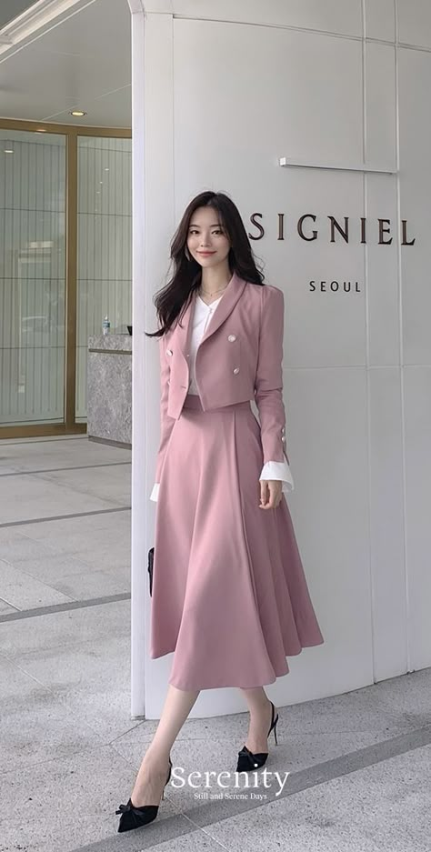 Korean Clothing Aesthetic, Elegant Dress Outfits For Women, Aesthetic Korean Outfits Dress, Korean Fashion Dress Classy Women, Korean Dresses Aesthetic, Korean Fashion Dress Casual Outfit Women, Korean Fashion 2024, Korean Office Outfits Women, Korean Dress Design