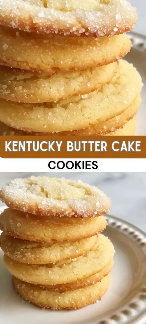 Kentucky Butter Cake Cookies Kentucky Butter Cake Cookies, Baked Apple Fritters, Butter Cake Cookies, Kentucky Butter Cake, Sweet Glaze, Cookies From Scratch, Cookie Cake Recipe, Butter Cookies Recipe, Buttery Cookies