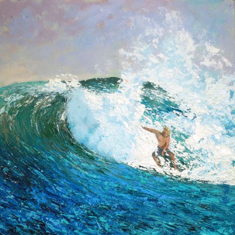 Surfing Painting, Surfer Painting, Surfing Art, Surfer Art, Surf Painting, Mini Oil Painting, Figurative Kunst, Impressionism Art, Surf Art