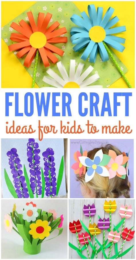 Flower Crafts for Kids to Make! These simple flower crafts are cute and easy! - Kreative in Life May Flowers Art For Kids, Flowers Craft For Preschool, Paper Flower Kids Craft, May Flowers Crafts For Kids, Flower Crafts Kindergarten, Simple Spring Crafts For Kids, Easter Garden Crafts For Kids, Spring Crafts For Kids Kindergartens, Spring Crafts For Kids Easy