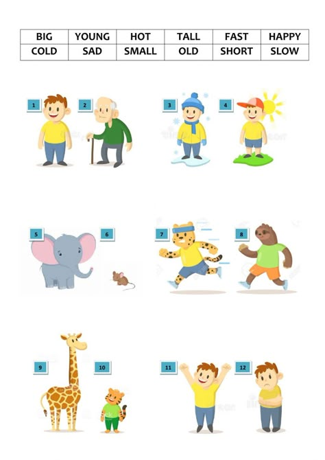 Opposite Adjectives Worksheets, Opposite Worksheets Preschool, Opposite Worksheet, Preschool Exercise, Adjectives For Kids, Opposites For Kids, English Liveworksheet, English Pictures, English Comprehension