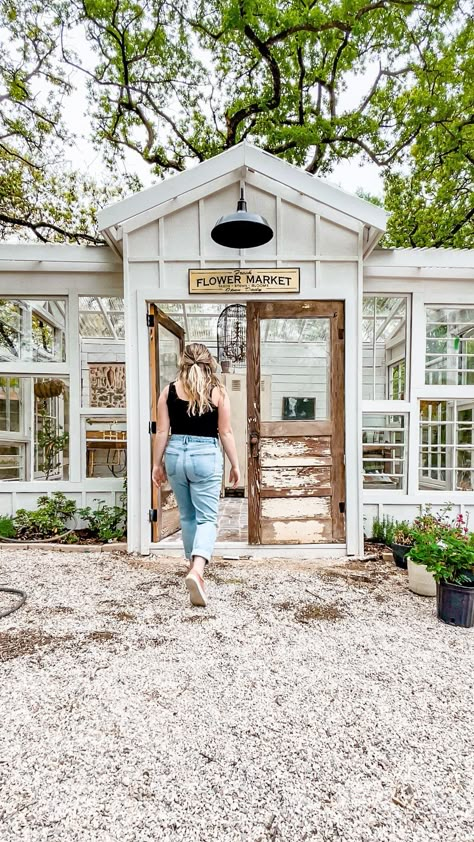 Open Potting Shed Ideas, The Roosting Place, Sink In Greenhouse, Greenhouse With Bathtub, Flower Shed Ideas, Greenhouse Sink Ideas, Greenhouse Business Ideas, Greenhouse Farmhouse, Greenhouse Chapel