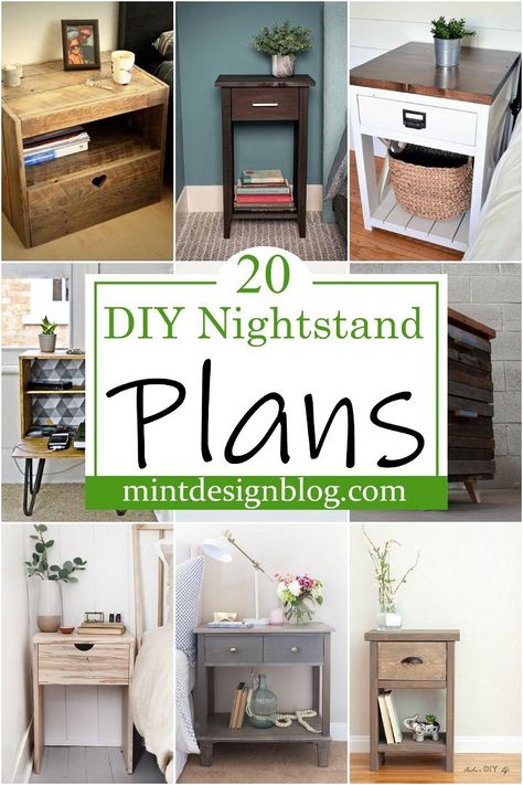 Building A Nightstand, Diy Bedroom Side Table Night Stands, Nightstand Plans Diy, Night Stand Plans Diy, How To Build A Nightstand With Drawers, Small Wooden Nightstand, Diy Wood Nightstand, Pallet Nightstand Diy, Pallet Nightstand Diy Bedroom