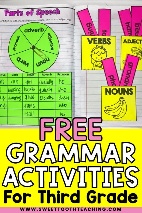 Literacy Center 3rd Grade, Teaching Adjectives Third Grade, 3rd Grade Word Work Centers, Language Arts Centers 3rd Grade, 3rd Grade Parts Of Speech Activities, Engaging Reading Lessons 3rd Grade, 3rd Grade Tutoring Activities, 3rd Grade Grammar Activities, Writing Centers 3rd Grade