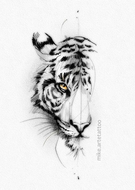 Tiger Outline, Tiger Hand Tattoo, Tiger Face Tattoo, Tiger Sketch, Big Cat Tattoo, Black Men Tattoos, Bw Art, Tiger Tattoo Design, Tiger Drawing