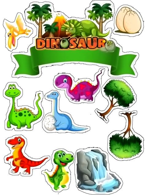 Topper Cake Dinosaurus Dinosaur Cake Topper Printable, Topper Dinosaurus, Dino Cake Topper, Topper Dino, Anchor Stencil, Ben 10 Birthday, Dino Cake, Dinosaur Cake Toppers, Butterfly Cake Topper